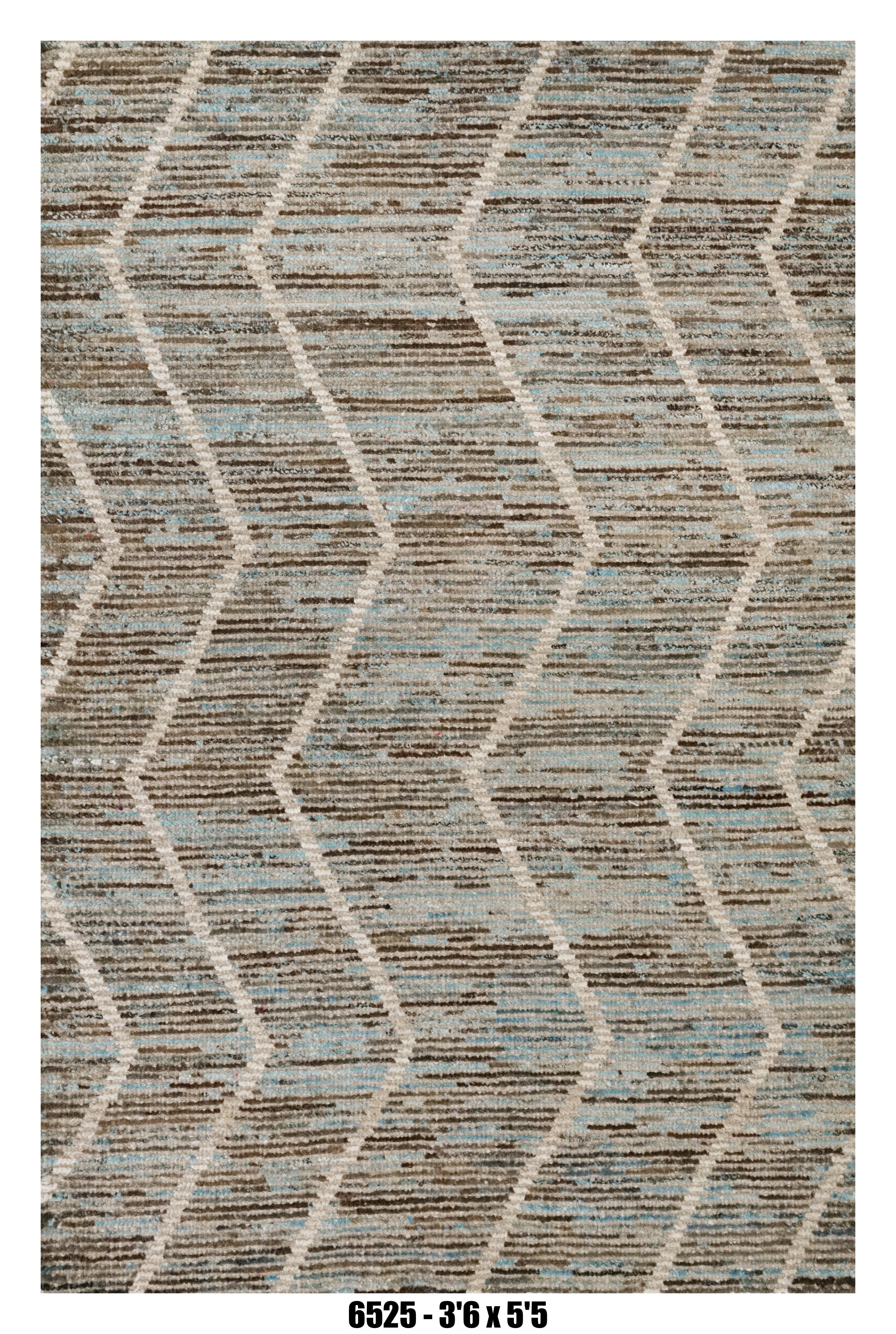 Moroccan Geometric Area Rug 3'6" x 5'5"  |  Blue Grey Ivory Lattice Pattern