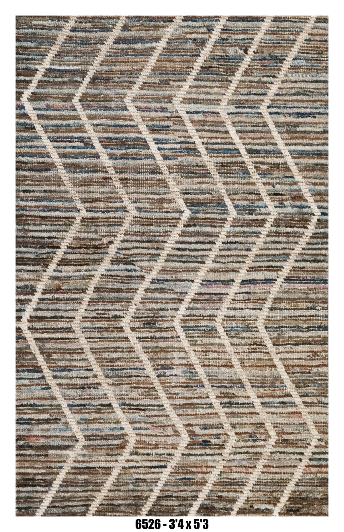 Moroccan Geometric Area Rug 3'4" x 5'3" |  Neutral Multi Chevron Lattice Pattern