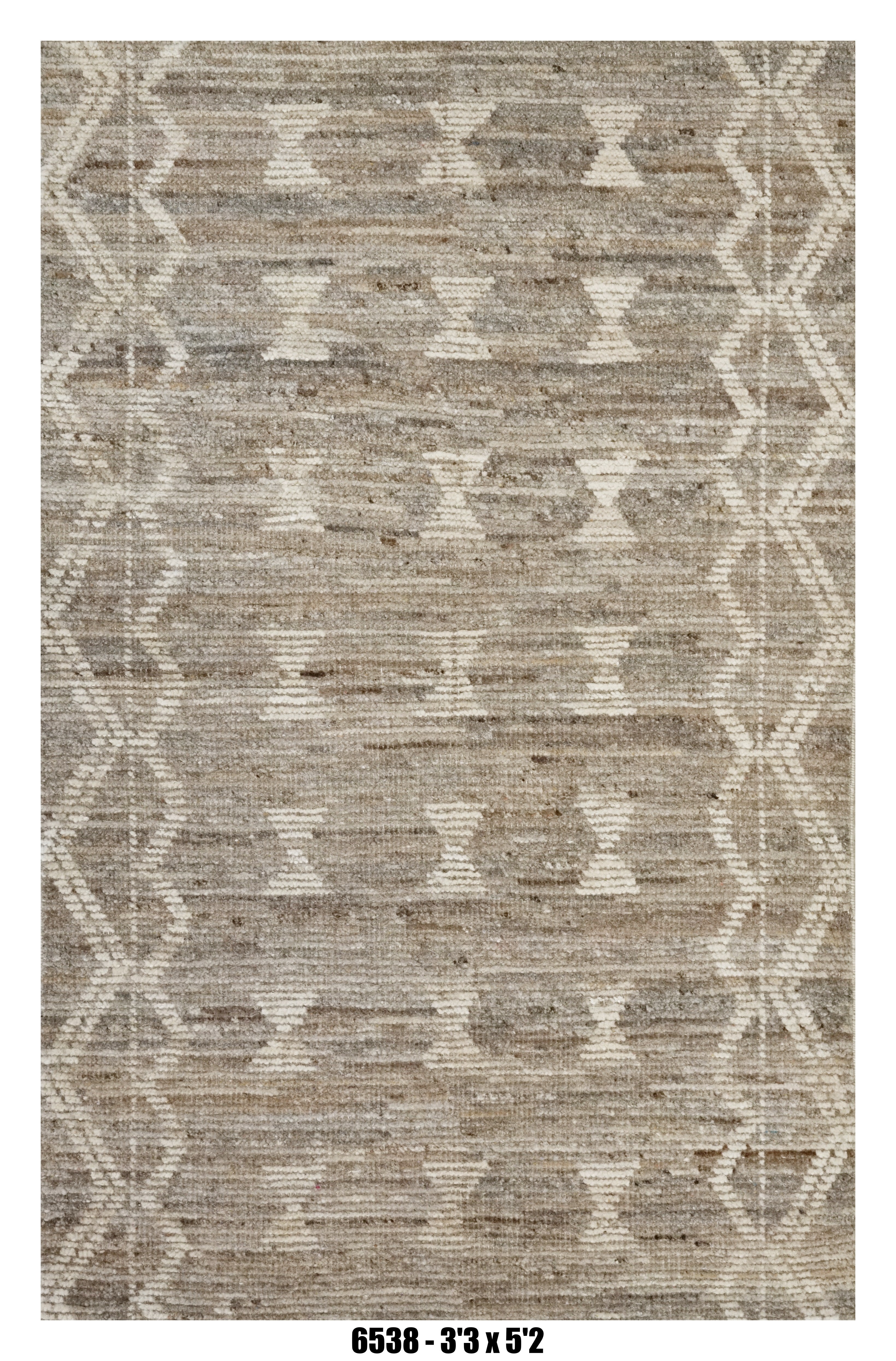 Moroccan Tribal Area Rug 3'3" x 5'2" |  Neutral Taupe Ivory Diamond Pattern