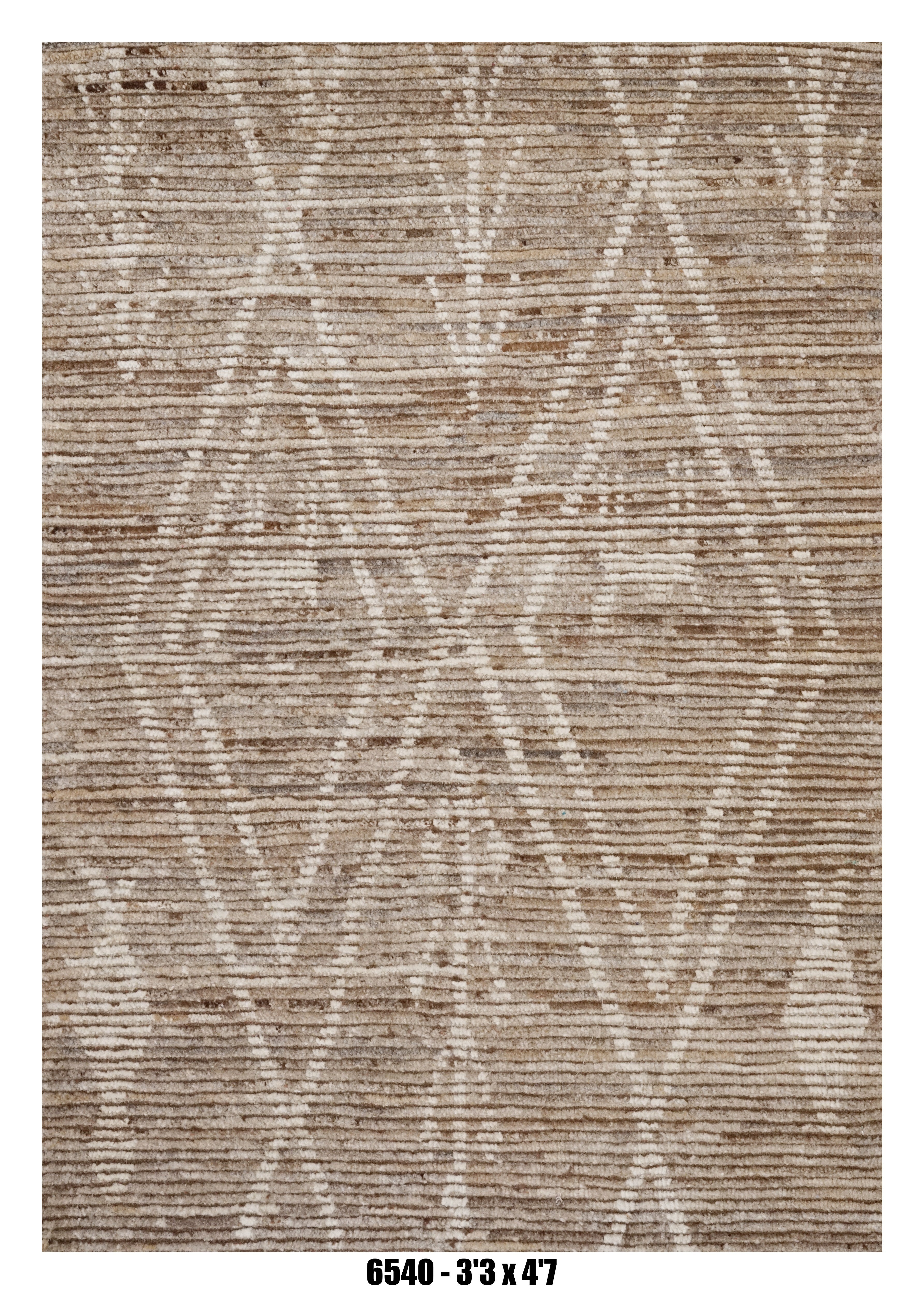 Moroccan Geometric Area Rug 3'3" x 4'7"  | Neutral Taupe Ivory Diamond Pattern