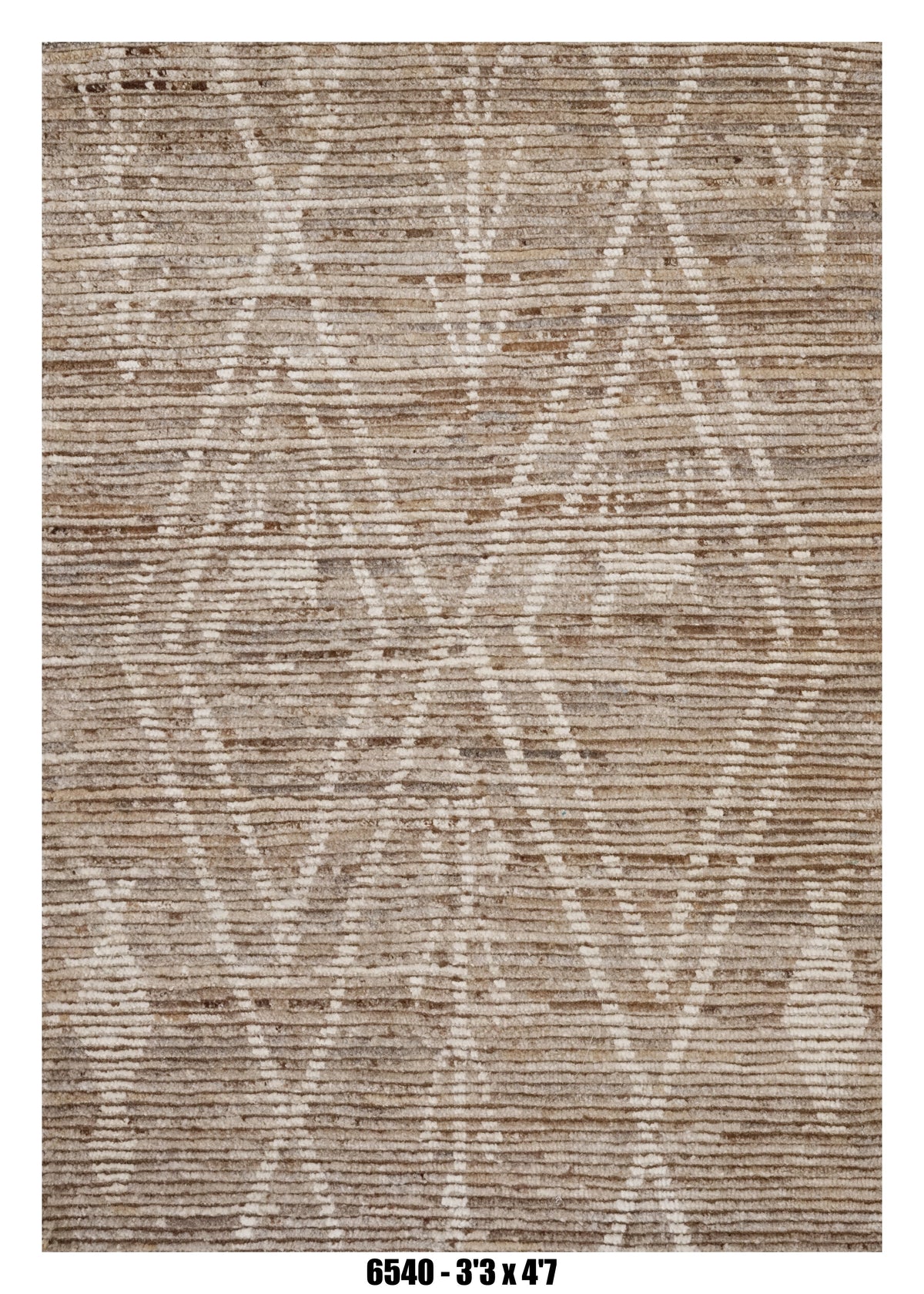 Moroccan Geometric Area Rug 3'3" x 4'7"  | Neutral Taupe Ivory Diamond Pattern