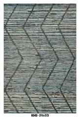 Moroccan Geometric Area Rug 3'4" x 5'3" |  Blue Grey Chevron Lattice Pattern