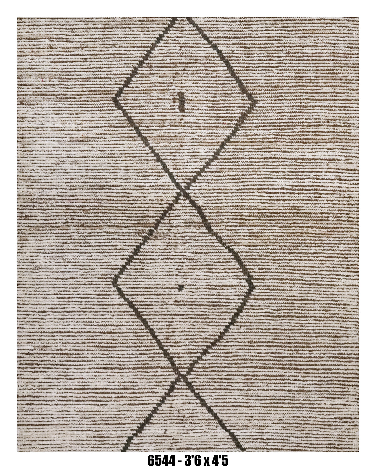 Moroccan Diamond Area Rug 3'6" x 4'5" – Neutral Ivory Black Minimal Pattern