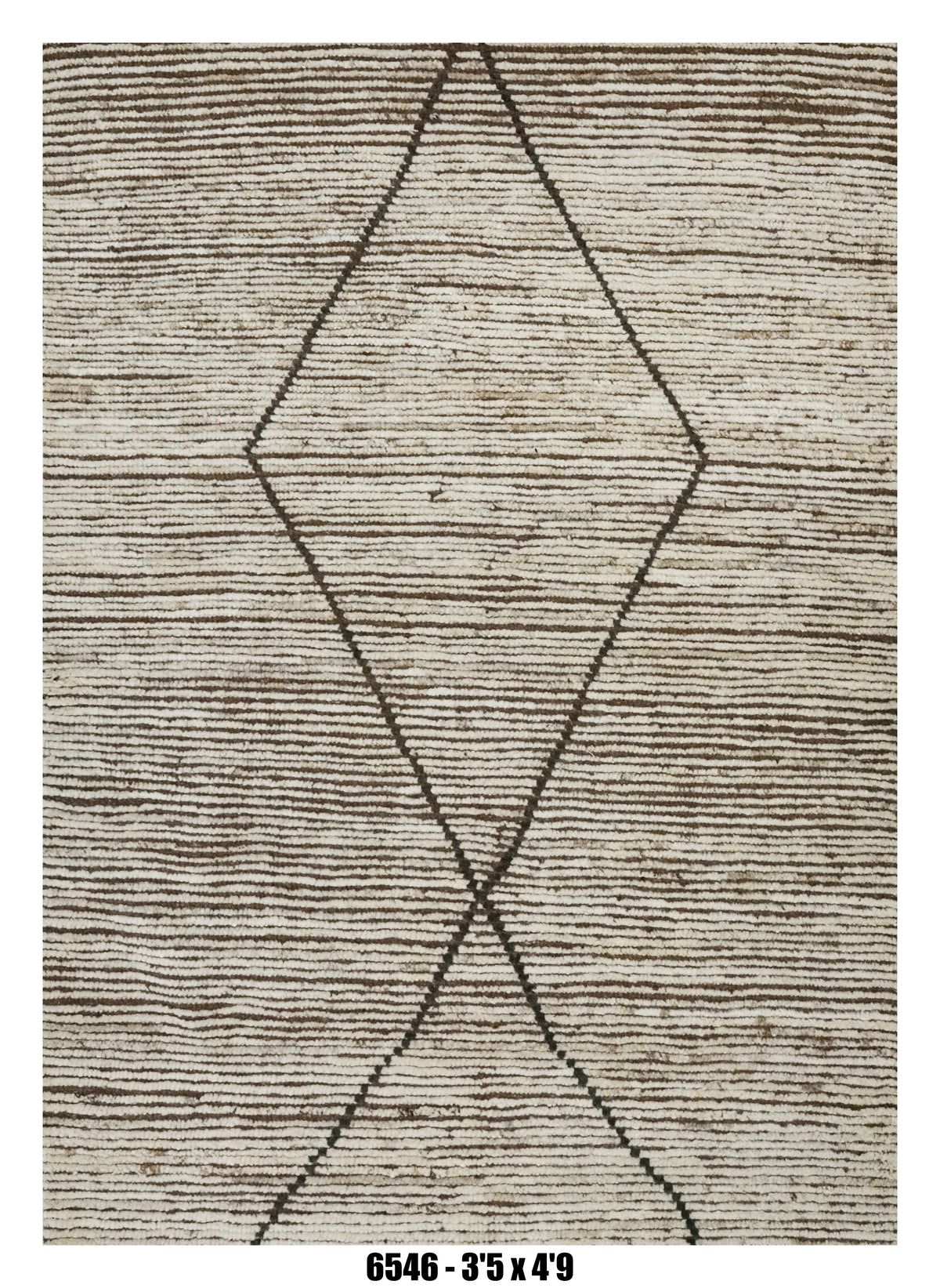 Moroccan Diamond Area Rug 3'5" x 4'9" – Neutral Ivory Black Minimal Pattern