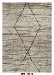 Moroccan Diamond Area Rug 3'5" x 4'9" – Neutral Ivory Black Minimal Pattern