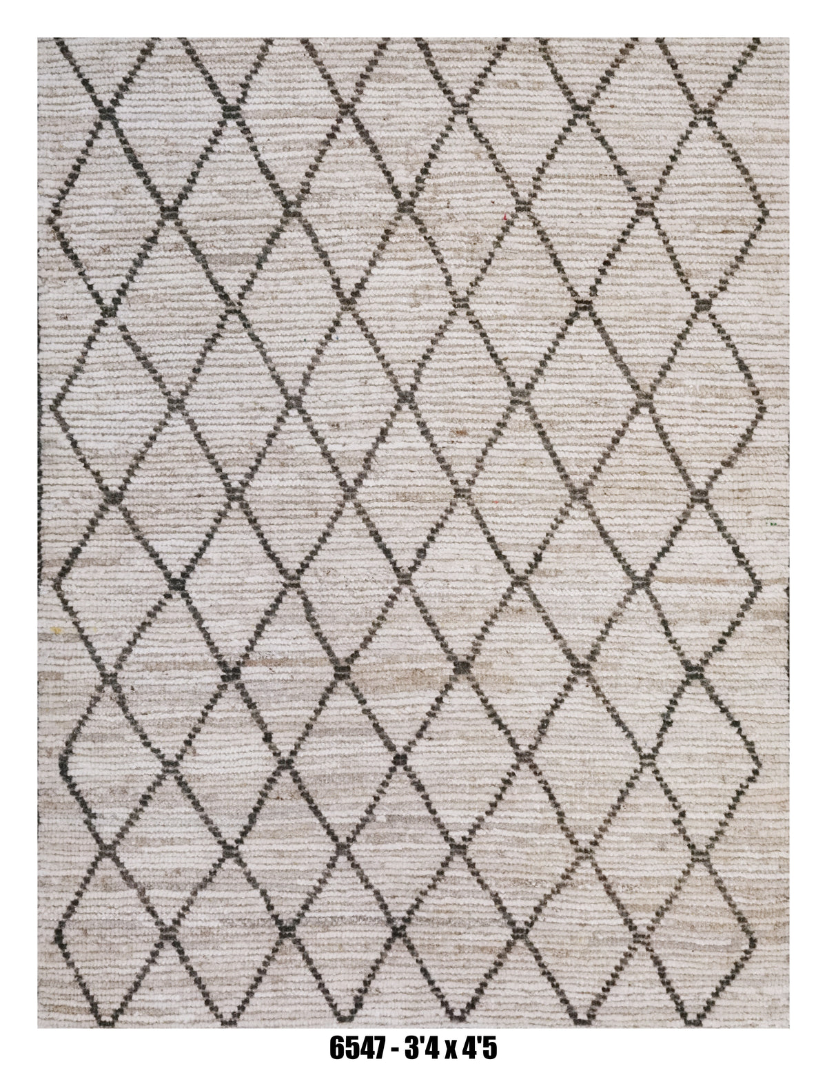 Moroccan Diamond Area Rug 3'4" x 4'5" – Neutral Ivory Black Lattice Pattern
