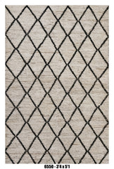 Moroccan Diamond Area Rug 3'4" x 5'1" – Neutral Ivory Black Lattice Pattern