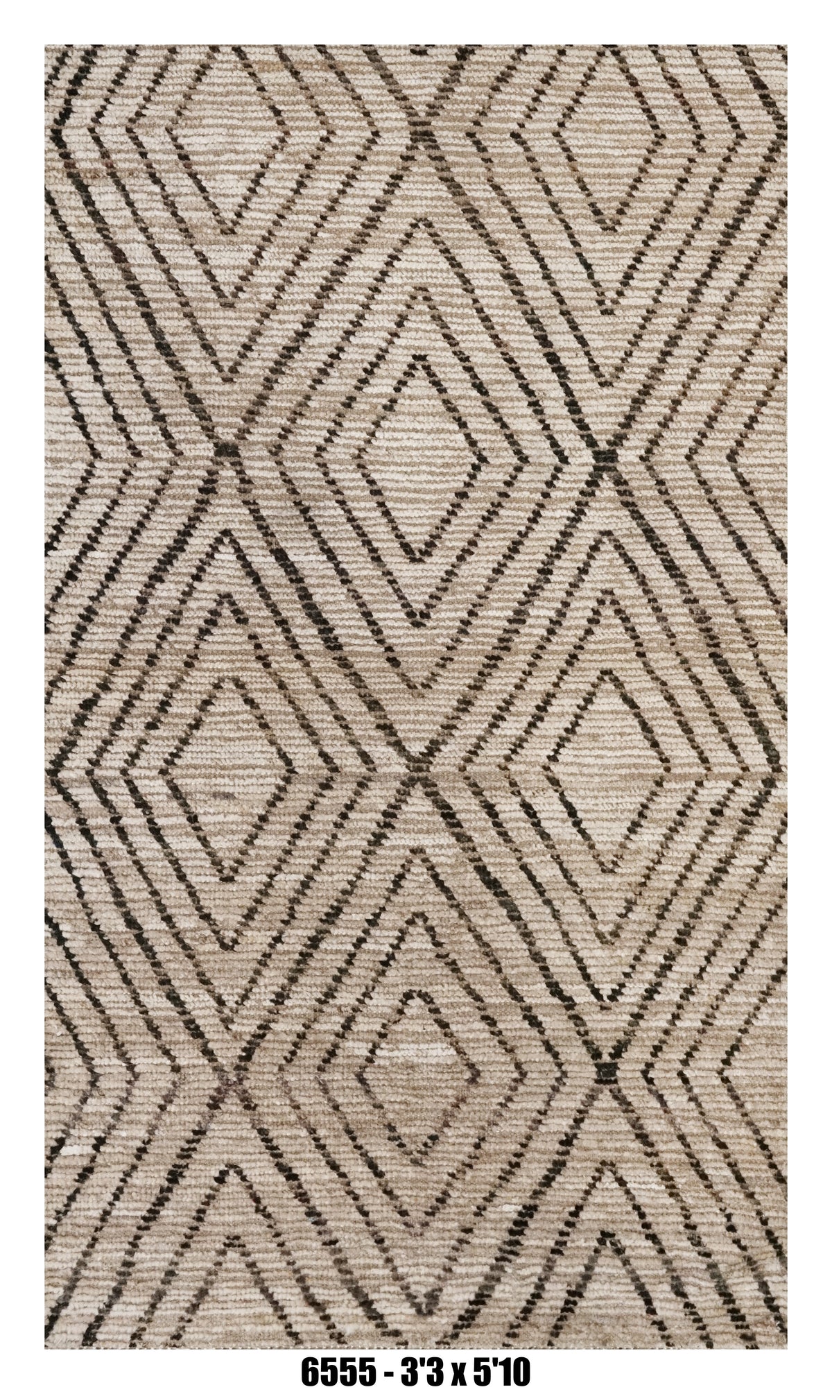 Moroccan Diamond Area Rug 3'3" x 5'10"  |   Neutral Ivory Brown Geometric Pattern