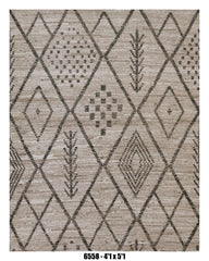 Moroccan Tribal Area Rug 4'1" x 5'1" – Neutral Ivory Taupe Diamond Pattern