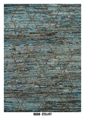 Moroccan Geometric Area Rug 3'3" x 4'7" – Blue Teal Brown Diamond Pattern