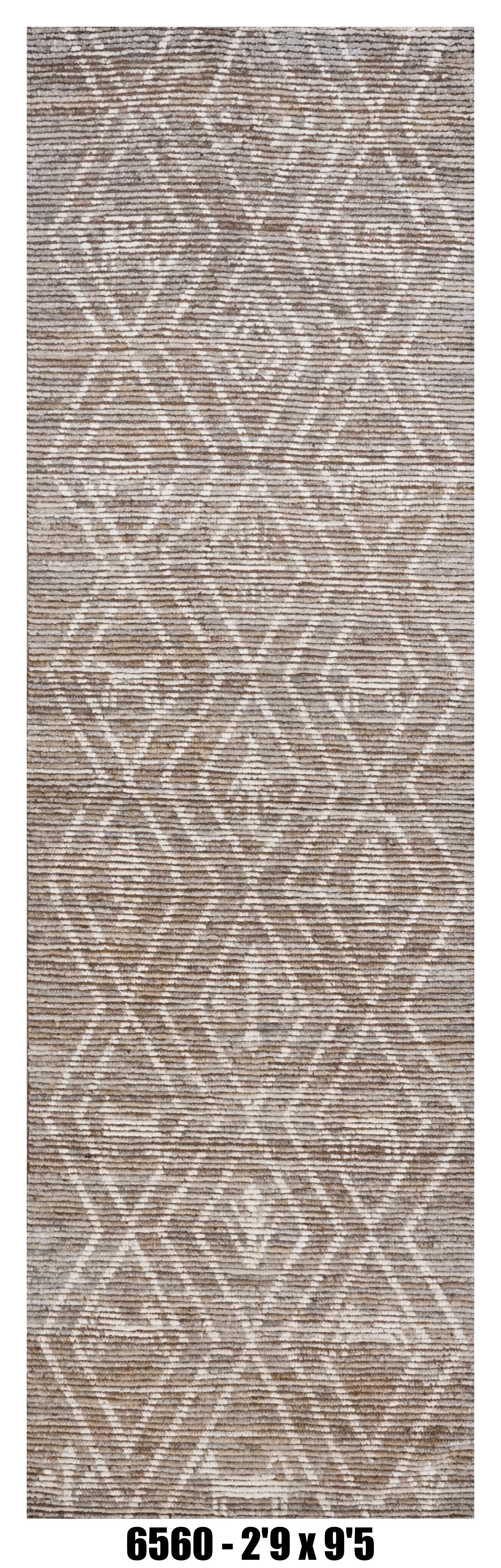 Moroccan Runner Rug 2'9" x 9'5"  |   Taupe Ivory Tribal Diamond Hallway Rug