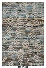Moroccan Geometric Area Rug 3'5" x 5'2" |  Blue Beige Diamond Pattern