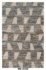 Moroccan Geometric Area Rug 3'2" x 5'0" | Beige Blue Triangular Pattern