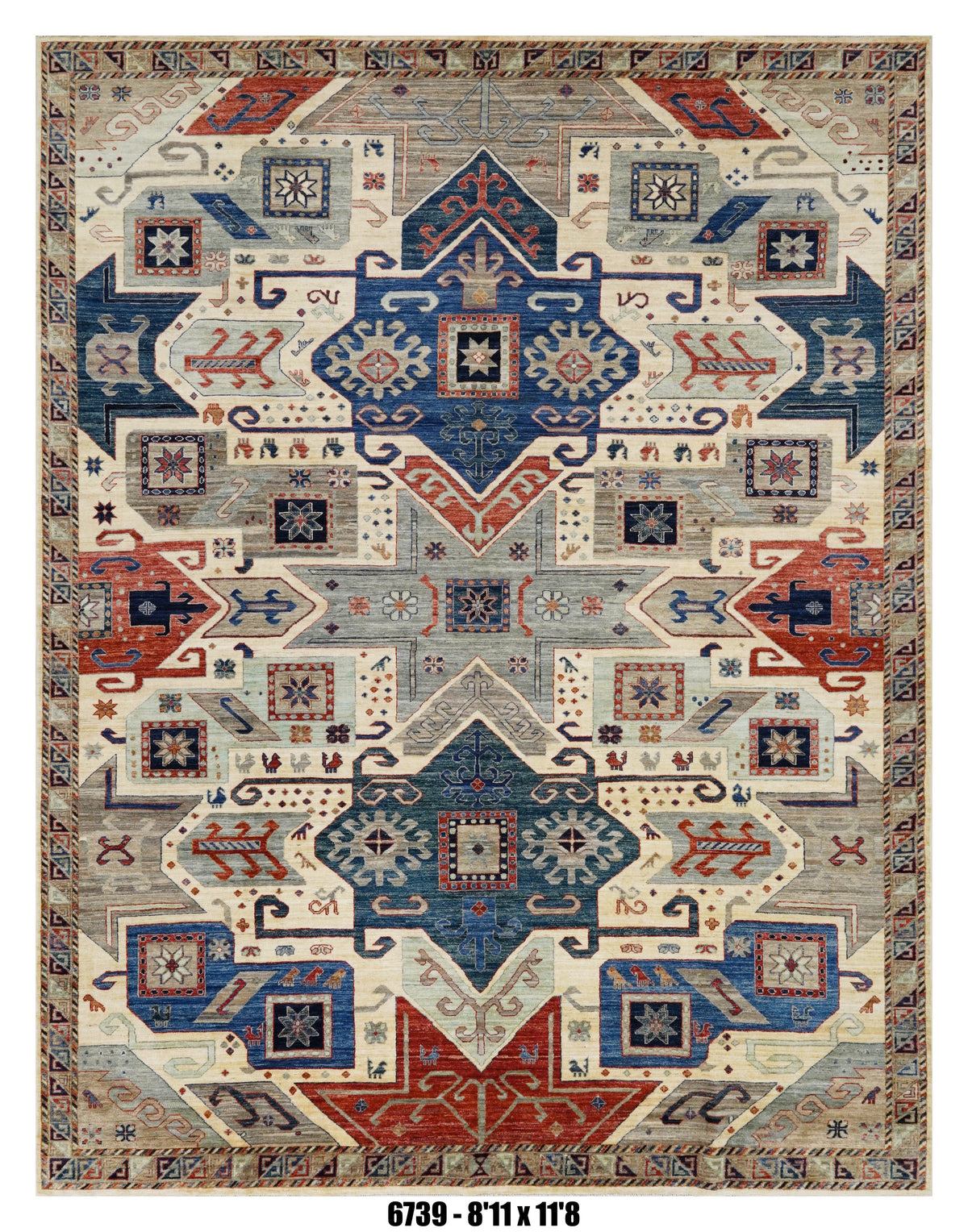 Handmade Afghan Rug — 9x12