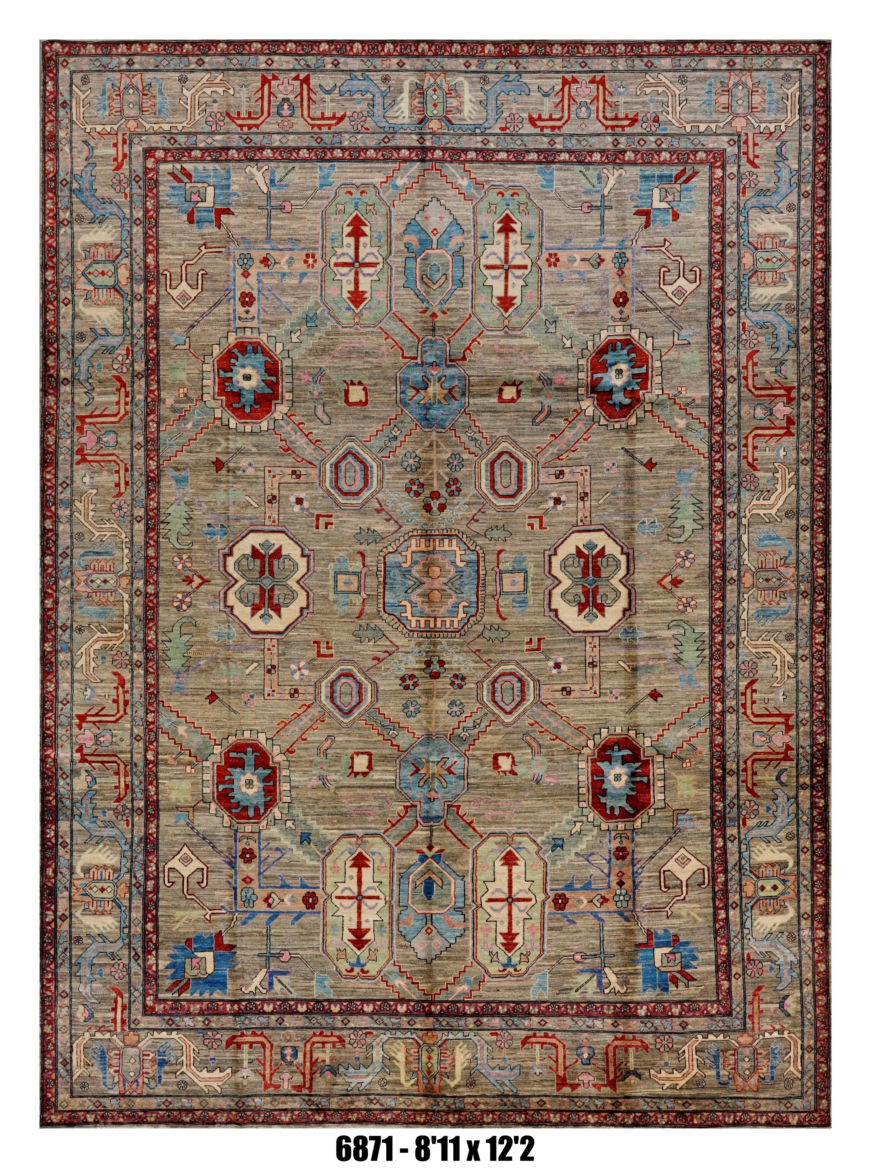 Handmade Afghan Rug — 9x12