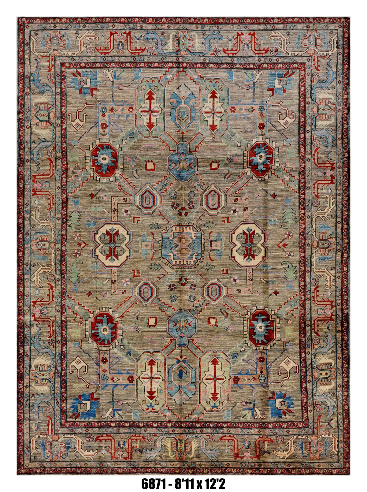 Handmade Afghan Rug — 9x12