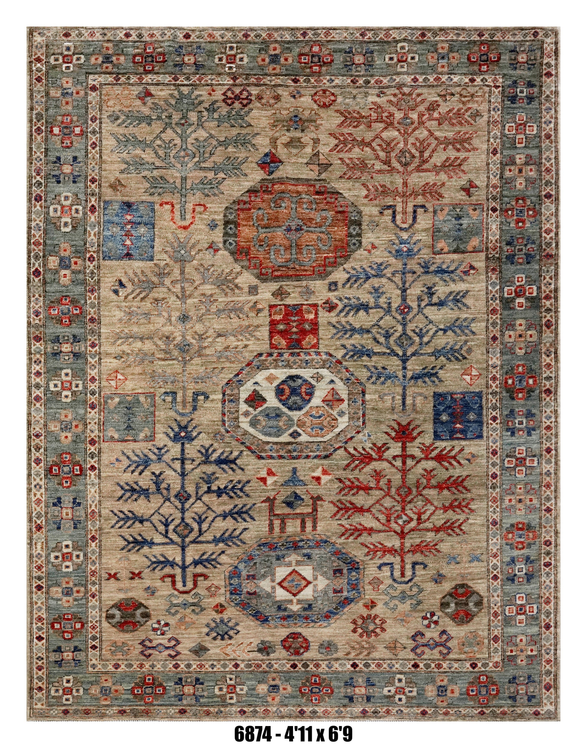 Handmade Afghan Rug — 5x7-8