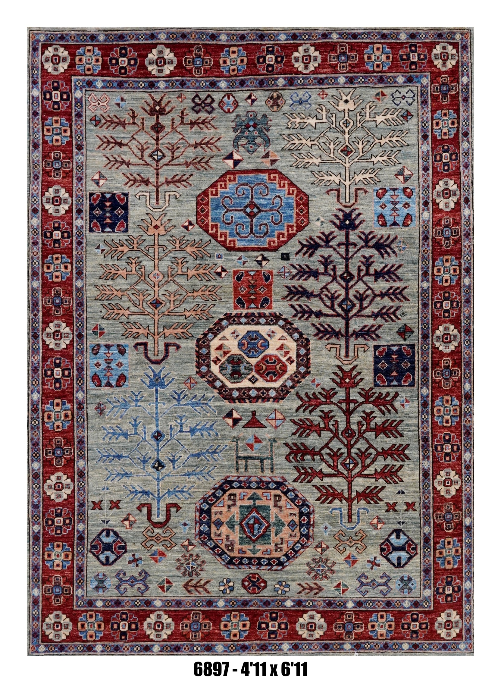 Handmade Afghan Rug — 5x7-8