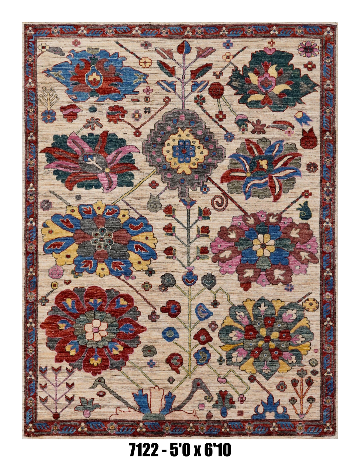 Handmade Afghan Rug — 5x7-8