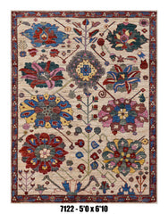 Handmade Afghan Rug — 5x7-8